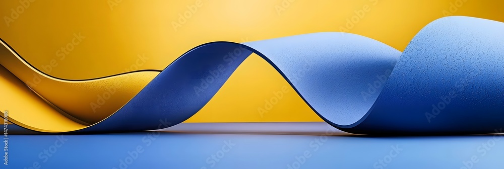 Poster abstract blue and yellow gradient background with curved shapes and smooth design