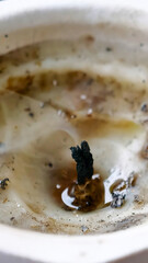 Remnants of a Burnt Candle Still Standing Defiantly in Wax Pool