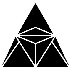 Modern minimalist triangle symmetry with black geometric forms on transparent background