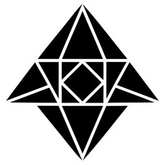 Geometric design with black triangles showing perfect symmetry on all axes in vector format