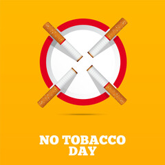 May 31st World No Tobacco Day concept design. No Smoking Day poster. Quit smoking banner. Crossed cigarettes for the prohibition of smoking or quitting smoking.