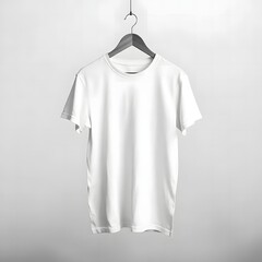 White Oversized T-Shirt Mockup on Wooden Hanger