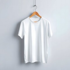 White Oversized T-Shirt Mockup on Wooden Hanger