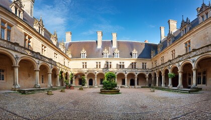 Fototapeta premium elegant chateau caumont courtyard with arched details
