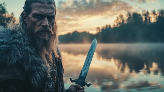 Mysterious Warrior by the Lake - Fantasy Swordman Concept