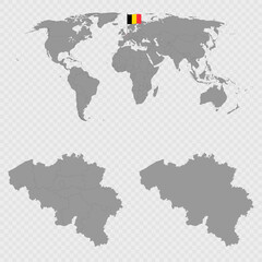 Belgium Map Set with World Location.