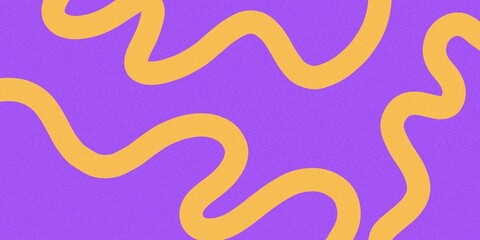 Summer background with hand-drawn orange and purple wave squiggles with nosie texture