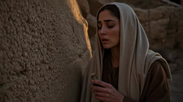 Mary Magdalene at the Holy Sepulcher, Resurrection of Jesus Christ, Easter. For Christian church publications, Easter publications