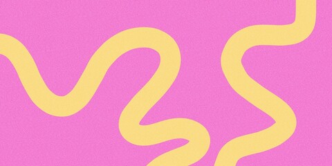 Summer background with hand-drawn yellow and pink wave squiggles with nosie texture
