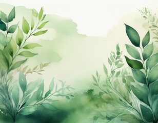 soft watercolor background with greenery and natural hues