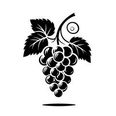 Grapes with Leaves Silhouette for Fruit and Winemaking Design
