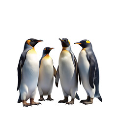 Fototapeta premium Four King Penguins Huddled Together: Antarctic Wildlife Photography