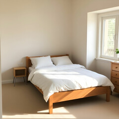 Obraz premium A cozy cottage-style kids' bedroom with soft colors, handmade quilts, and a window seat