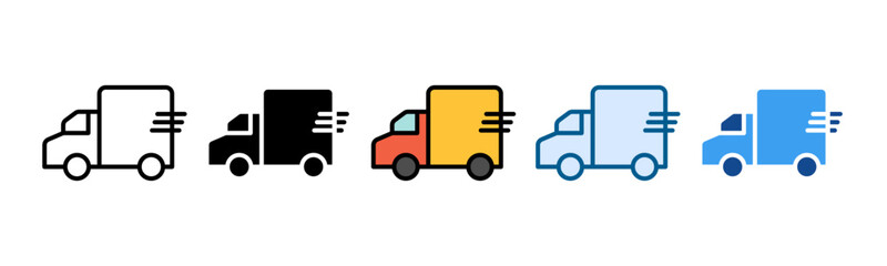Delivery Truck Icon Set Multiple Style Collection