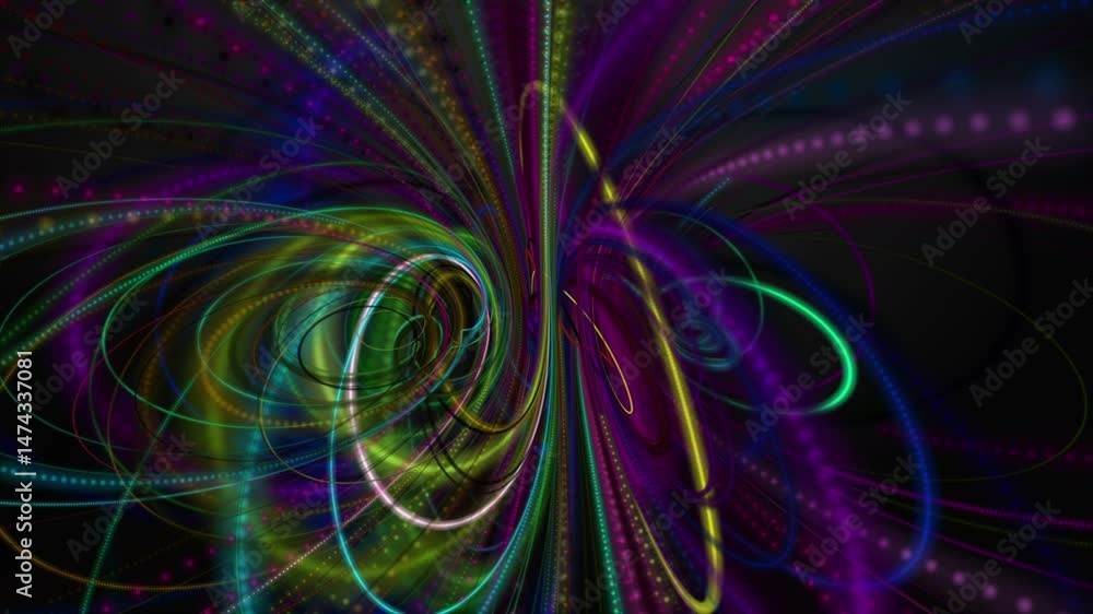 Poster fantastic video animation with particle stripe object in slow motion, 4096x2304 loop 4k