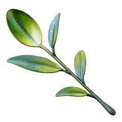 Obraz premium Enamel green leaf branch sculpture