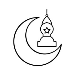ramadan moon with white line art illustration