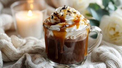 Salted Caramel Hot Chocolate with Whipped Cream