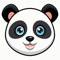 Minimalist Cute Panda Face Vector Art