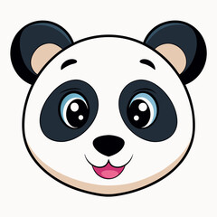 Minimalist Cute Panda Face Vector Art