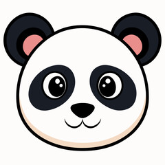 Minimalist Cute Panda Face Vector Art