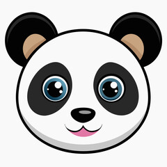 Minimalist Cute Panda Face Vector Art