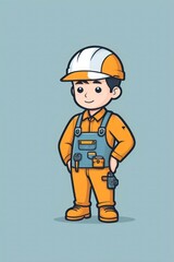 Fototapeta premium vector icon mechanic cute mini cartoon isolated