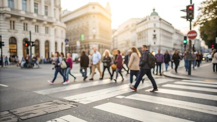 Obraz premium People crossing street urban city photography soft focus blur background dynamic scene