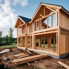 Obraz premium construction of a wooden house