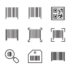 Barcode Icon Set. Collection of Barcode and QR Code Icons

