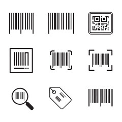 Barcode Icon Set. Collection of Barcode and QR Code Icons
