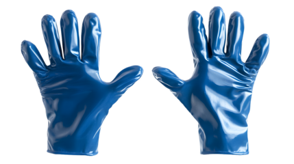 Professional Close-Up Blue Medical Gloves Isolated on White Background
