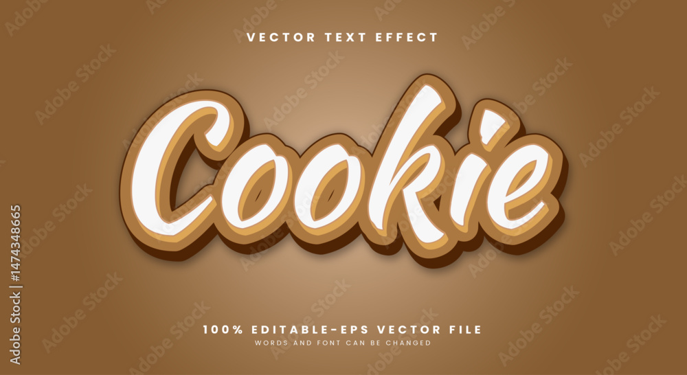 Aufkleber cookie 3d editable text effect template suitable for bakery theme style