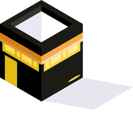 Minimalist Kaaba Isometric Design – Islamic Pilgrimage Symbol for Hajj and Umrah