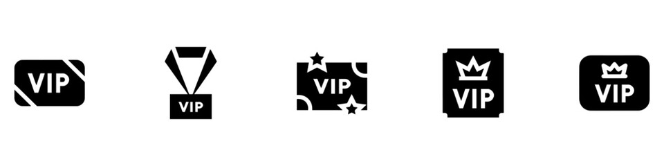 Vip icon. Vip badges icon, label or tags vip icons. and crown icon with five stars sign symbol premium membership icon. Vector Illustration. EPS 10