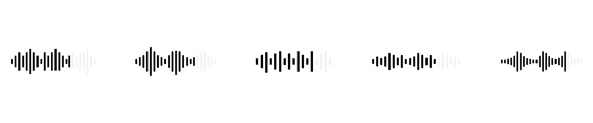 Sound wave icons. Sound wave icons set. Recording icons. Audio waves icon. Voice message and sound representation. 