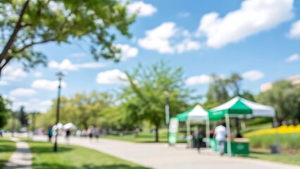 Blur background event at park fair nature scene people engaging bright daytime activity