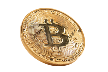 Golden Bitcoin on White Background for Finance Concept