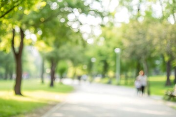 Obraz premium Nature park scene with blur background green trees defocus environment for serenity