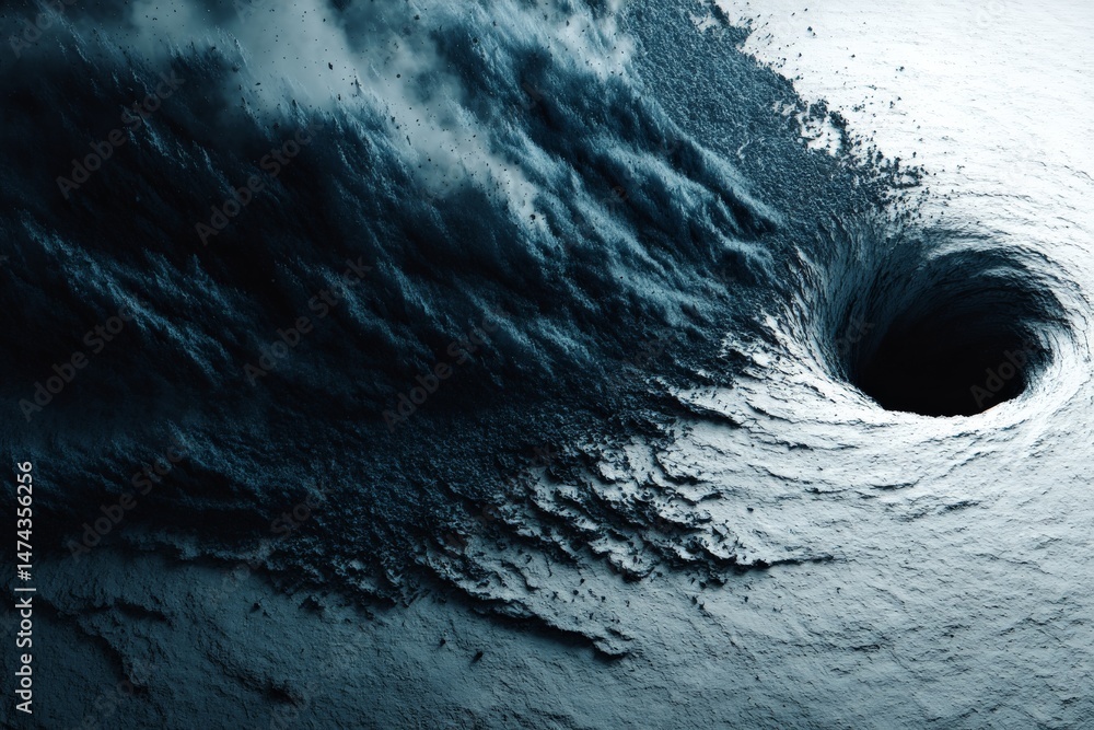 Poster water vortex creating a whirlpool effect in a tranquil ocean environment during daylight hours