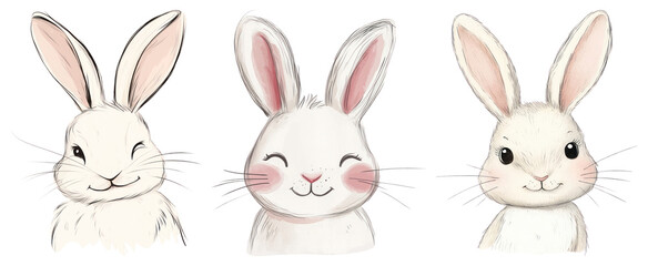 PNG Cute bunny soft pastel colors illustration animal style transparent background.