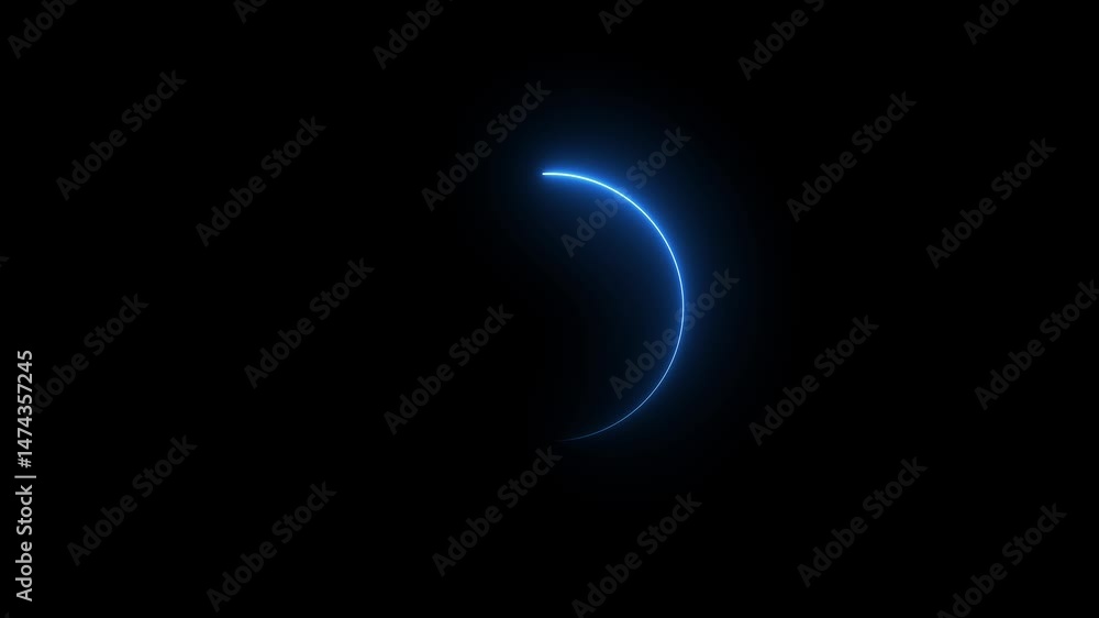 Poster Cyan color neon light circle loading icon animation. Abstract beautiful neon circle loading icon animation background.