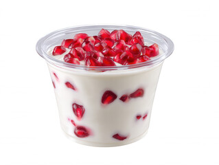 Refreshing Yogurt Parfait with Pomegranate Seeds in Clear Cup Isolated on White Background Healthy Snack