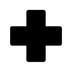 Fototapeta premium Solid black medical cross icon in flat minimal style