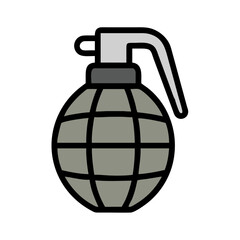 Military grenade icon in cartoon flat vector style