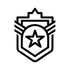 Military star shield with wings and crown in outline style
