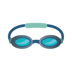 Dark blue swimming goggles in cartoon flat style