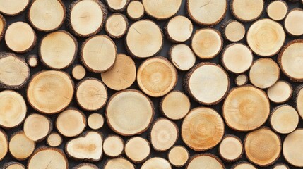 Cross-section view of large timber logs revealing annual rings and natural texture