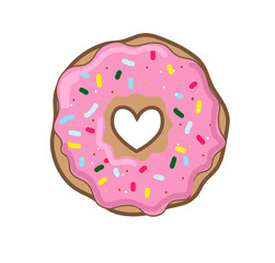Donut covered in pink fondant with inner heart