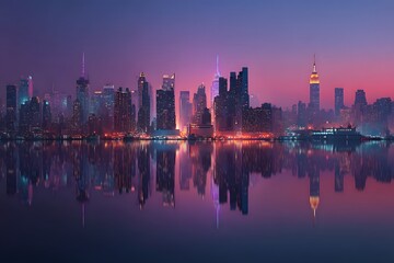 Obraz premium The reflection of the city, bustling